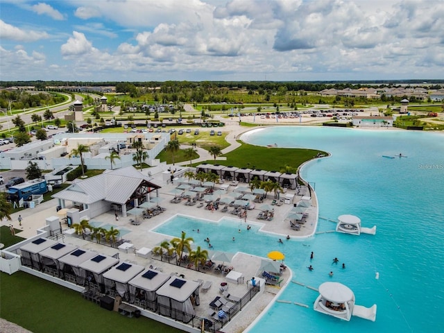 9828 Branching Ship Trce, Wesley Chapel, FL 33545 - aerial view of a nearby body of water and a pool area