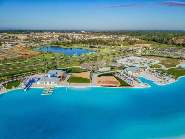 9828 Branching Ship Trce, Wesley Chapel, FL 33545 - bird's eye view of a large body of water and a pool area