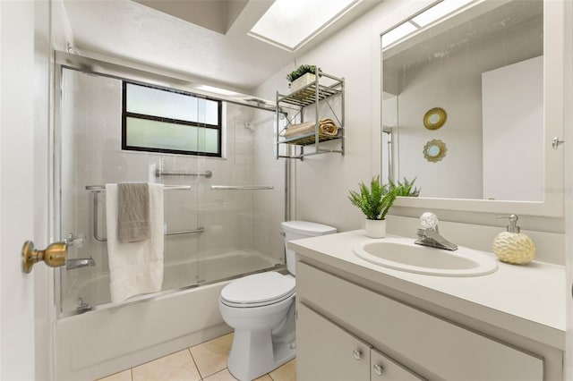 3956 N Tamarisk Pt, Beverly Hills, FL 34465 - full bathroom with vanity, toilet, enclosed tub / shower combo, and tile patterned flooring