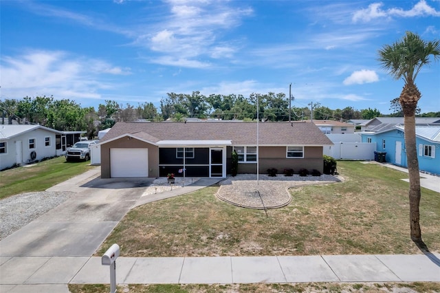 260 Venice E Blvd, Venice, FL 34293 - ranch-style home with driveway, a garage, stucco siding, and a residential view