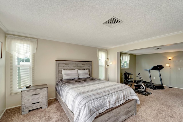 260 Venice E Blvd, Venice, FL 34293 - bedroom featuring carpet, a textured ceiling, baseboards, and crown molding