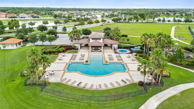 11719 Tetrafin Dr, Riverview, FL 33579 - aerial view of a pool area and a nearby body of water