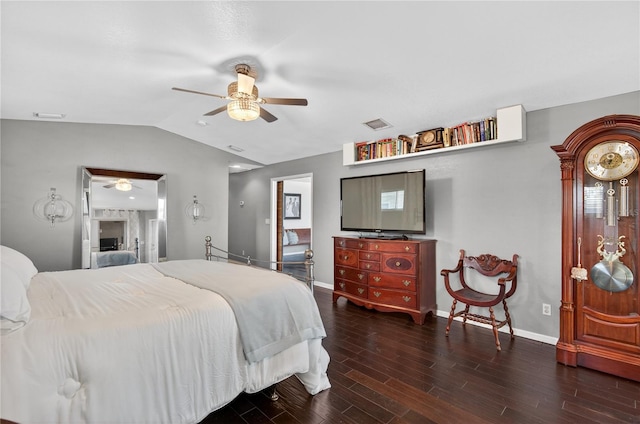 511 Island Way, Clearwater Beach, FL 33767 - bedroom with lofted ceiling, wood finished floors, and ceiling fan