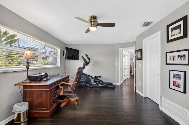 511 Island Way, Clearwater Beach, FL 33767 - office space featuring ceiling fan and dark wood finished floors