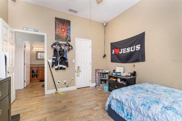 629 Orange Valley Ln, Lakeland, FL 33813 - bedroom with light wood-style floors, baseboards, and a ceiling fan