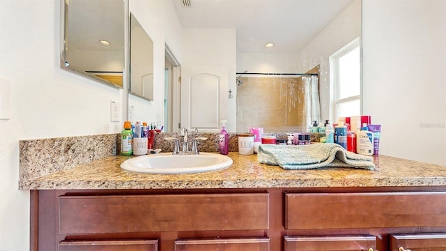 8111 Brickleton Woods Ave, Gibsonton, FL 33534 - bathroom with vanity and a shower with shower curtain