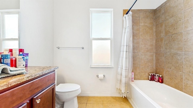 8111 Brickleton Woods Ave, Gibsonton, FL 33534 - full bathroom with tile patterned floors, toilet, shower / tub combo, vanity, and baseboards