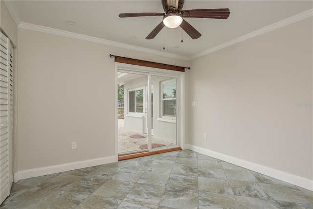 12 Bayou Ln, Palm Harbor, FL 34683 - spare room with crown molding and ceiling fan