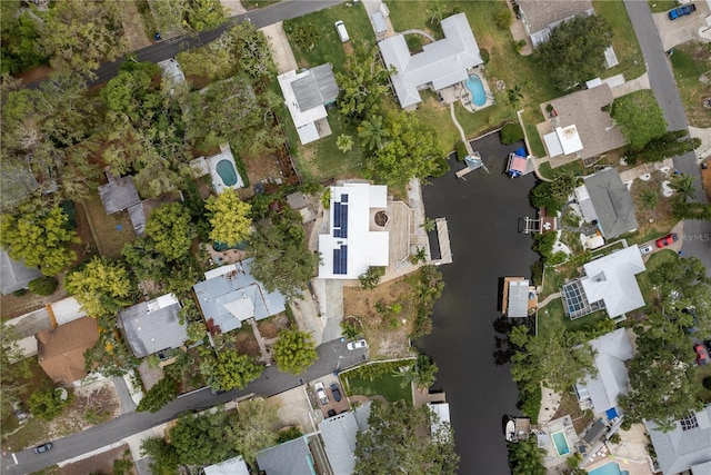 12 Bayou Ln, Palm Harbor, FL 34683 - aerial overview of property's location featuring nearby suburban area and a nearby body of water
