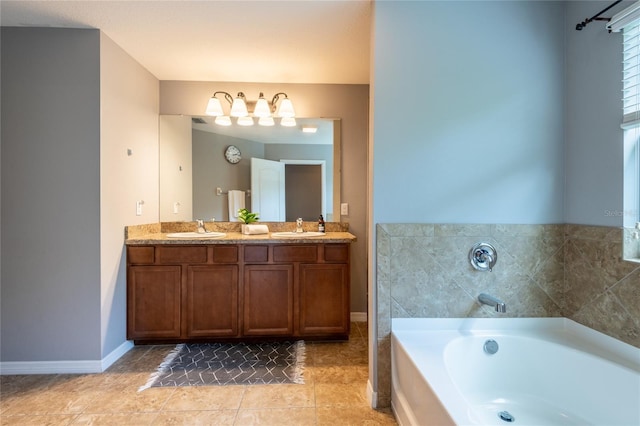 12208 Mcmullen Loop, Riverview, FL 33569 - full bath with a bath, double vanity, baseboards, and tile patterned floors
