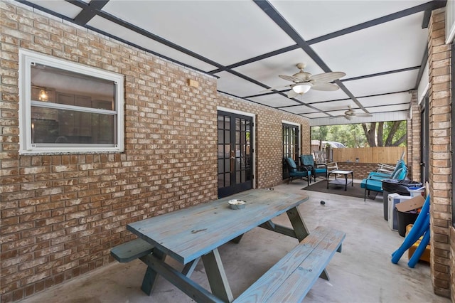 722 Swaying Palm Dr, Apopka, FL 32712 - view of patio / terrace featuring ceiling fan, french doors, and outdoor dining space