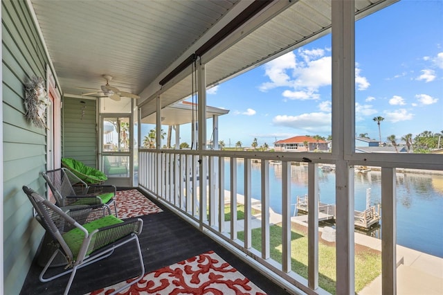 4137 Des Prez Ct, Hernando Beach, FL 34607 - balcony featuring a water view and ceiling fan