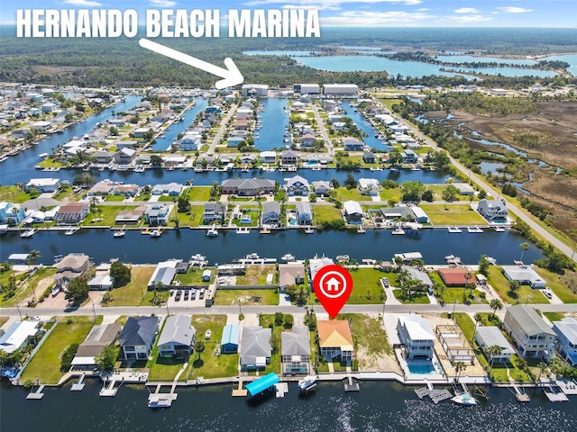 4137 Des Prez Ct, Hernando Beach, FL 34607 - aerial view of residential area with a large body of water