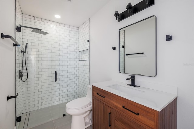 3947 Overlook Dr NE, Saint Petersburg, FL 33703 - full bathroom with a stall shower, vanity, toilet, and recessed lighting