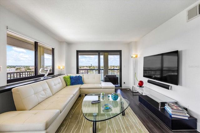 1651 Sand Key Estates Ct Unit 54, Clearwater Beach, FL 33767 - living room with dark wood-type flooring