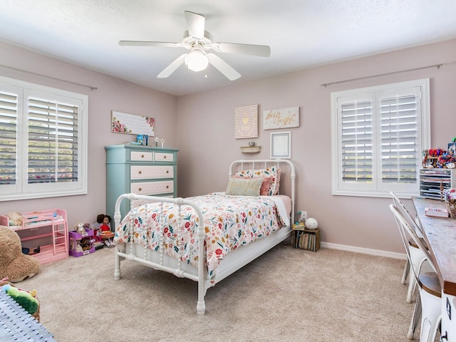 3724 Fawn Grove Ct, Land O Lakes, FL 34639 - bedroom with carpet, a ceiling fan, and baseboards
