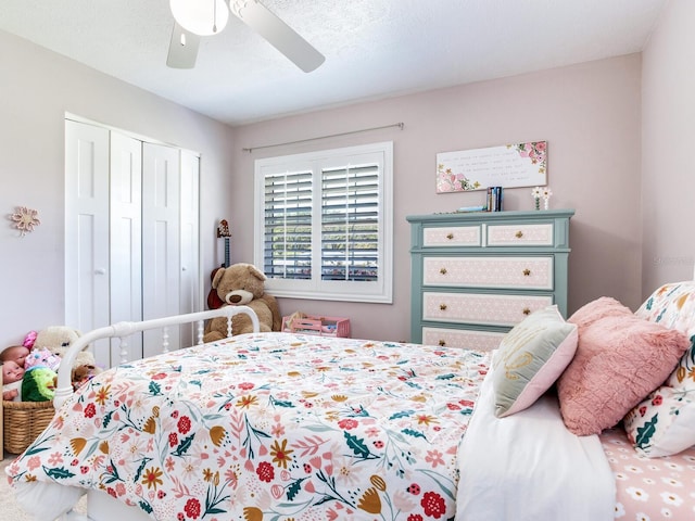 3724 Fawn Grove Ct, Land O Lakes, FL 34639 - bedroom with a closet and a ceiling fan
