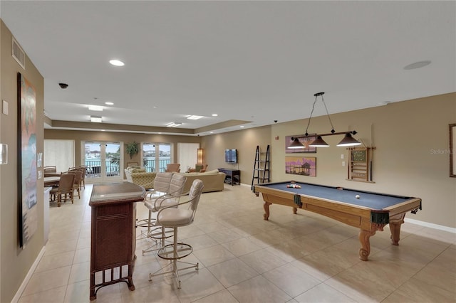 530 S Gulfview Blvd Unit 203, Clearwater Beach, FL 33767 - recreation room featuring billiards table, baseboards, light tile patterned floors, and recessed lighting