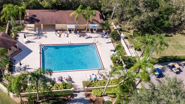 413 Lake Point Ct Unit 4B, Sun City Center, FL 33573 - aerial view of property and surrounding area with a pool