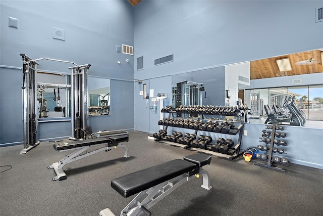 9425 Blind Pass Rd Unit 1008, St Pete Beach, FL 33706 - gym with a high ceiling