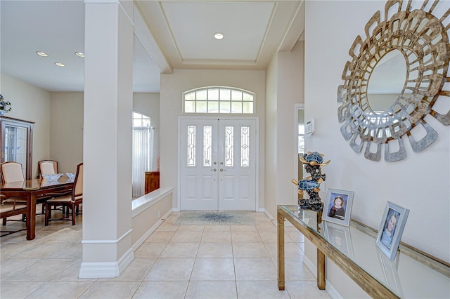 4304 Place Le Manes, Lutz, FL 33558 - foyer entrance featuring recessed lighting, light tile patterned flooring, and baseboards