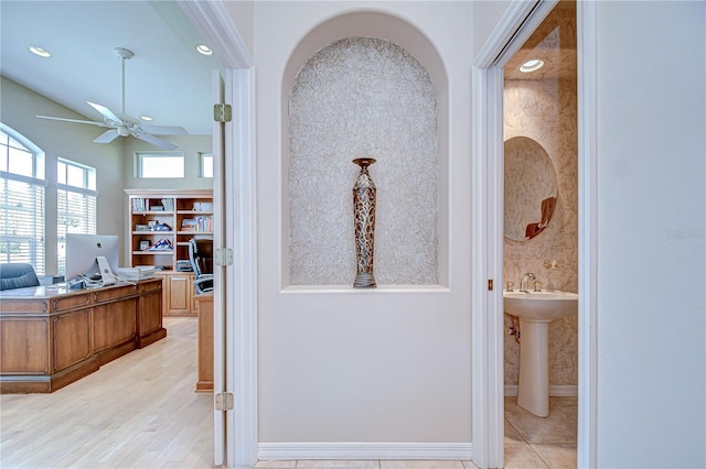 4304 Place Le Manes, Lutz, FL 33558 - hall with a desk, recessed lighting, and baseboards