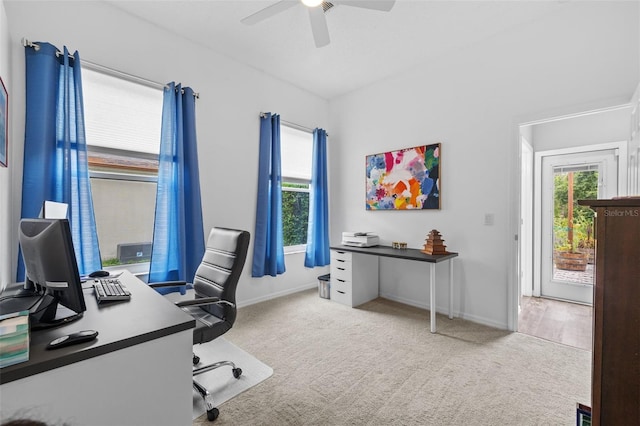 4505 Anaconda Dr, New Port Richey, FL 34655 - carpeted office featuring ceiling fan and baseboards