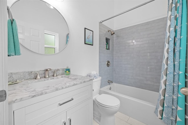 4505 Anaconda Dr, New Port Richey, FL 34655 - bathroom with vanity, shower / tub combo, toilet, and tile patterned flooring