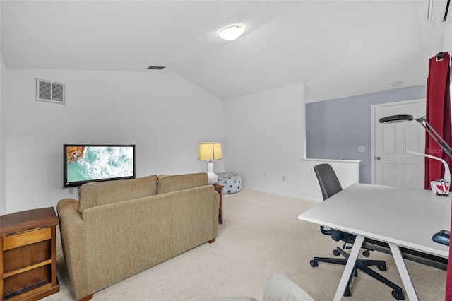 4505 Anaconda Dr, New Port Richey, FL 34655 - carpeted home office featuring vaulted ceiling and baseboards