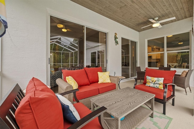 4505 Anaconda Dr, New Port Richey, FL 34655 - view of patio with outdoor lounge area and ceiling fan