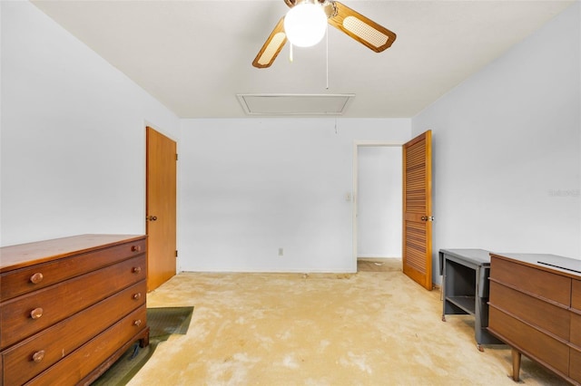 321 Belle View Ave, Temple Terrace, FL 33617 - bedroom featuring attic access, light carpet, and a ceiling fan