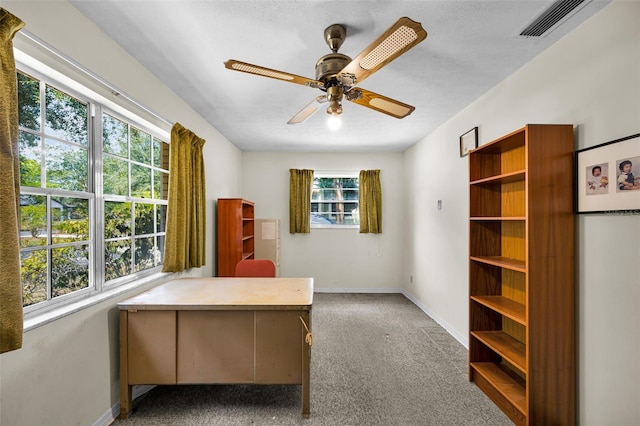 321 Belle View Ave, Temple Terrace, FL 33617 - unfurnished office with carpet flooring, baseboards, and ceiling fan