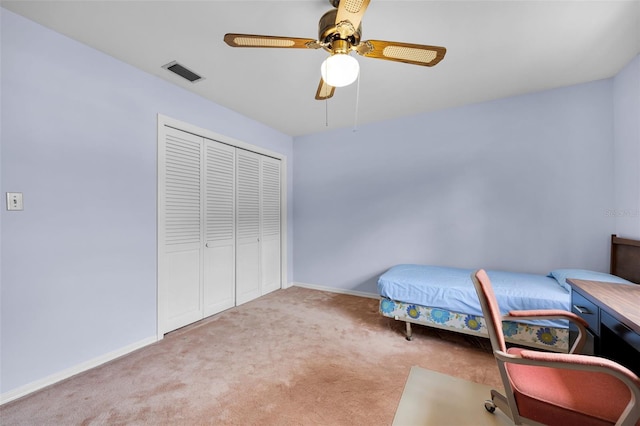 321 Belle View Ave, Temple Terrace, FL 33617 - carpeted bedroom with a closet, ceiling fan, and baseboards