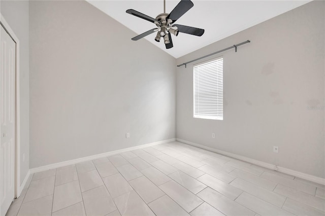 25101 Hyde Park Blvd, Land O Lakes, FL 34639 - empty room featuring lofted ceiling, ceiling fan, and baseboards
