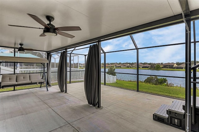 13910 Chalk Hill Pl, Riverview, FL 33579 - unfurnished sunroom featuring a water view