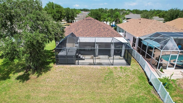 13910 Chalk Hill Pl, Riverview, FL 33579 - back of property featuring glass enclosure and a patio area