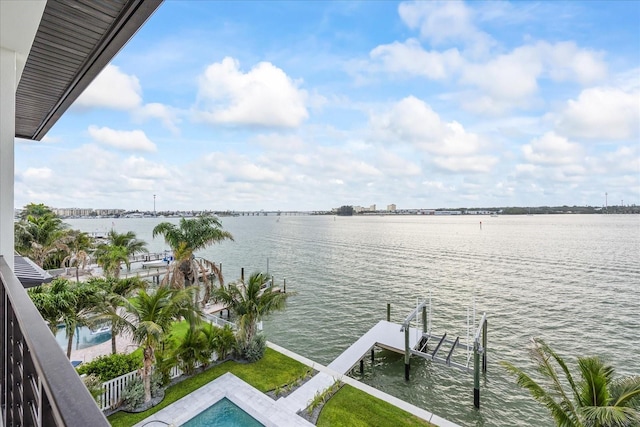 820 Bay Point Dr, Madeira Beach, FL 33708 - water view with boat lift and a boat dock