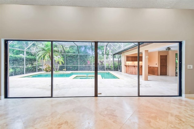 3308 Landing Pl, Palm Harbor, FL 34684 - entryway featuring a textured ceiling and ceiling fan