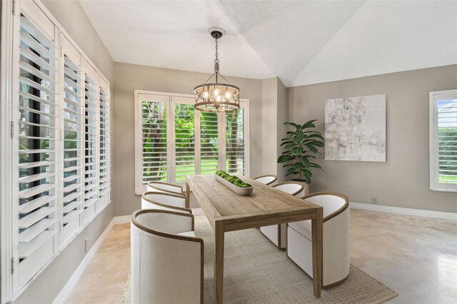3308 Landing Pl, Palm Harbor, FL 34684 - office space with a chandelier, baseboards, and lofted ceiling