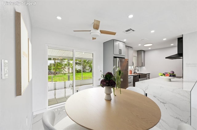 7930 Jeffery Ave, North Port, FL 34287 - dining space with recessed lighting and a ceiling fan