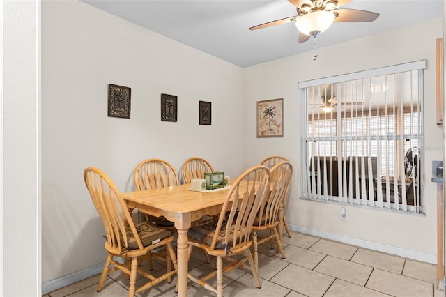 7276 21st St N, Saint Petersburg, FL 33702 - dining space featuring ceiling fan, light tile patterned floors, and baseboards