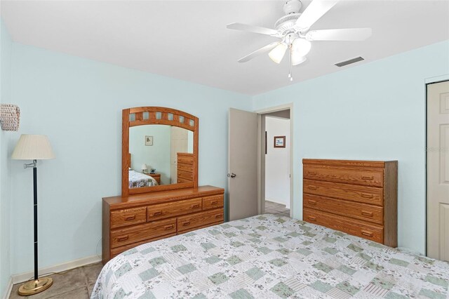 7276 21st St N, Saint Petersburg, FL 33702 - tiled bedroom with a ceiling fan and a closet