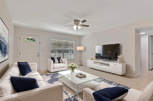 4714 W Vasconia St, Tampa, FL 33629 - living room with ceiling fan, healthy amount of natural light, and light carpet