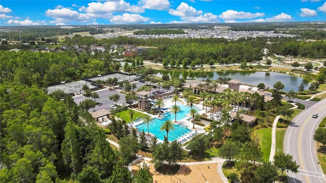 4155 Barletta Ct, Wesley Chapel, FL 33543 - aerial view of property's location featuring a large body of water and a pool area