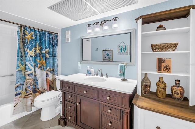 4900 Brittany Dr S Unit 611, Saint Petersburg, FL 33715 - full bath featuring vanity, shower / bath combination with curtain, and tile patterned floors