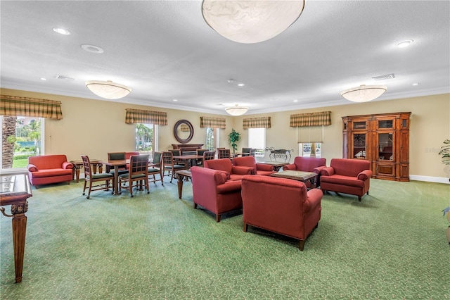 4900 Brittany Dr S Unit 611, Saint Petersburg, FL 33715 - carpeted living room featuring recessed lighting and crown molding