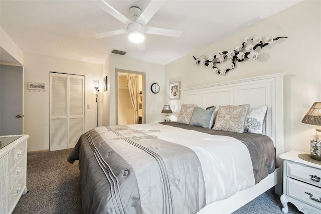 6630 Spring Flower Dr Unit 14, New Port Richey, FL 34653 - bedroom featuring carpet, a closet, and a ceiling fan