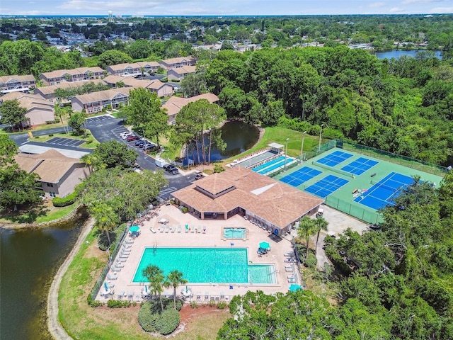6630 Spring Flower Dr Unit 14, New Port Richey, FL 34653 - bird's eye view of a pool area and a large body of water