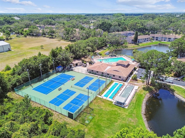 6630 Spring Flower Dr Unit 14, New Port Richey, FL 34653 - bird's eye view of a pool area and a nearby body of water