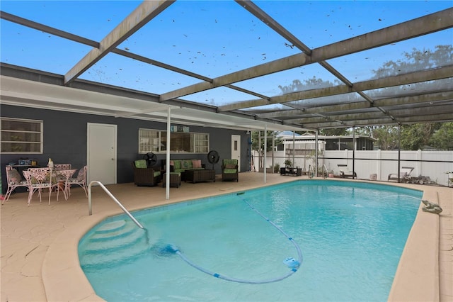 4012 N Munro St, Tampa, FL 33603 - view of swimming pool with an outdoor hangout area, a patio area, and a lanai
